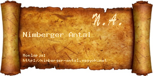 Nimberger Antal névjegykártya